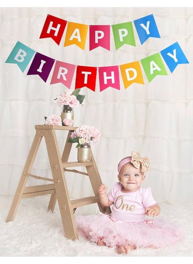 Fecedy Colorful Happy Birthday Banner Bunting - Image 4