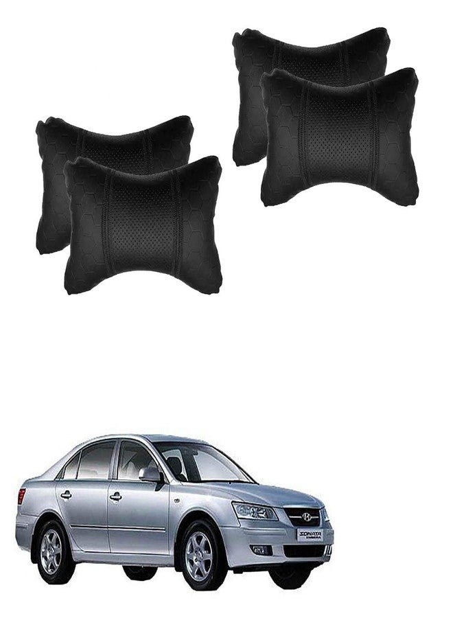 AdroitZ Black Universal Neck Rest Pillow Faux Leather Material in Football Design for All Cars (Pair of 2)_105 - Image 1
