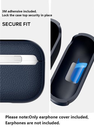 حافظة لجهاز AirPods Pro الجيل الثالث، متوافقة مع AirPods Pro الجيل الثالث (2025)، غطاء حماية من السقوط مع سلسلة مفاتيح، جلد صناعي ليتشي، حافظة TPU واقية مقاومة للصدمات (أزرق داكن) - view 5