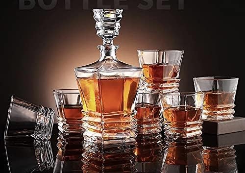 YZM YZM European Crystal Clear 7 Pcs Decanter and Glasses Set- Stylish 1 Decanter and 6 Pcs Glass Set - Perfect for Whiskey, Scotch, Wine(Stone Decanter + 06 Glass) (Dore Decanter + 06 Glass)  - Image 2