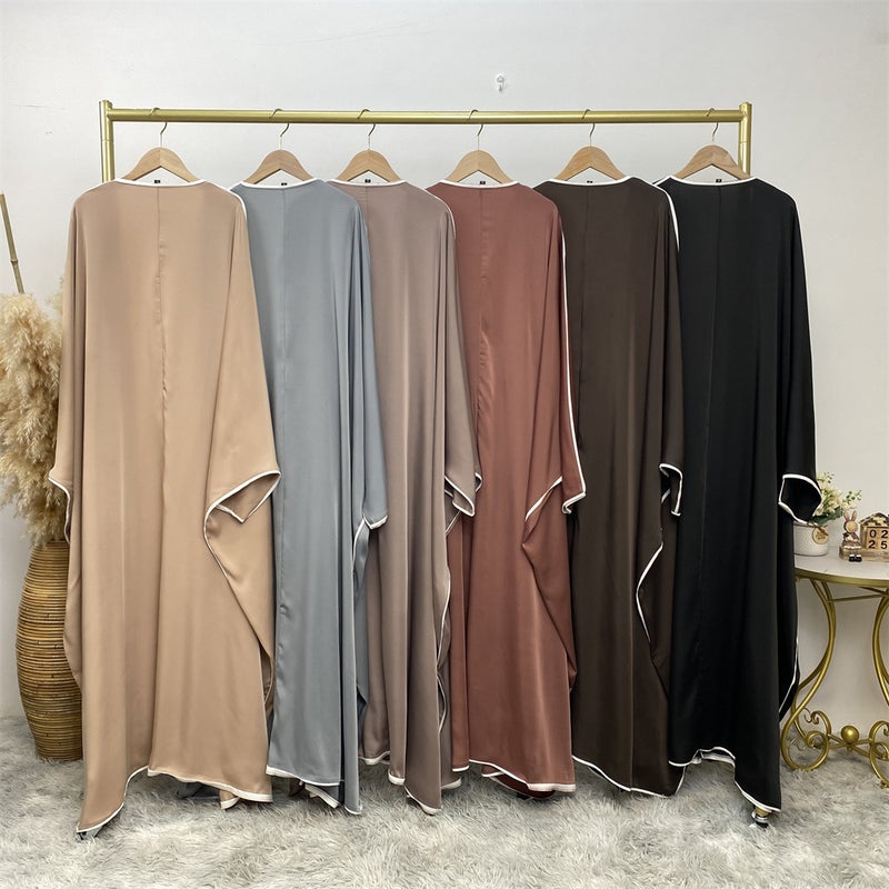 Simple Satin Bat-Sleeve Cardigan Robe - Image 5