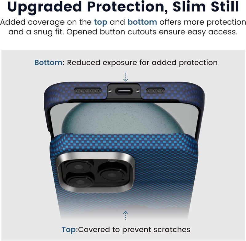 PITAKA Case for iPhone 16 Pro Compatible with Magnetic, Slim & Light iPhone 16 Pro Case 6.3-inch with a Case-Less Touch Feeling, 1500D Aramid Fiber Made (Over The Horizon) - Image 2