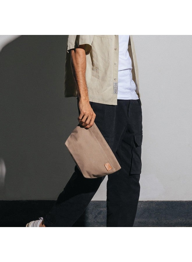 DailyObjects Small Clutch Taxi Canvas Pouch & Multi-Purpose storage organizer for Women and Men, Holds Accessories and Gadget like Toiletry, Cosmetics (Color - Beige) - Image 2