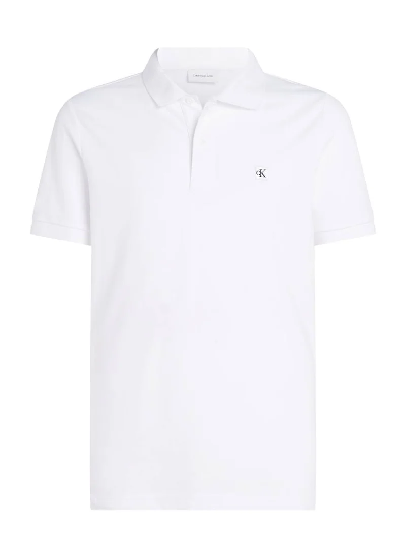 Calvin Klein Jeans Men's Slim Cotton Stretch Polo Shirt -  cotton stretch piqué, White