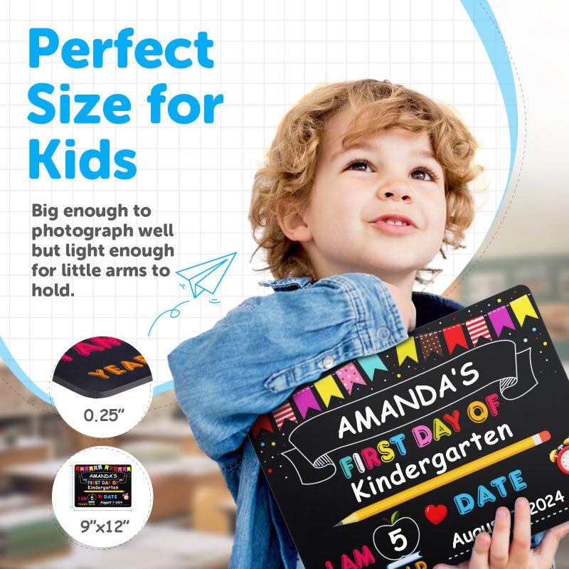 PETCEE Last Day of School Sign - 9" x 12" Double Sided Reusable and Erasable First and Last Day of School Sign Last Day of School Sign Photo Prop for Kids Son Daughter - Image 3