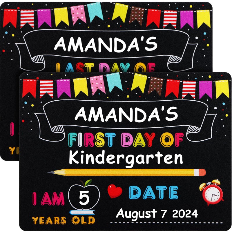 PETCEE Last Day of School Sign - 9" x 12" Double Sided Reusable and Erasable First and Last Day of School Sign Last Day of School Sign Photo Prop for Kids Son Daughter - Image 1