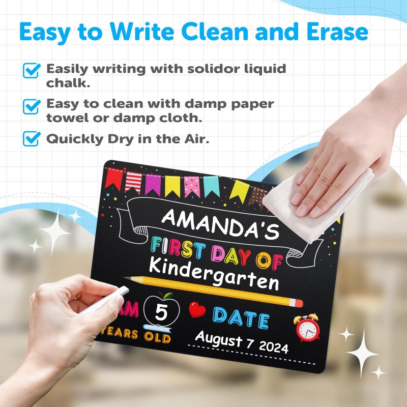 PETCEE Last Day of School Sign - 9" x 12" Double Sided Reusable and Erasable First and Last Day of School Sign Last Day of School Sign Photo Prop for Kids Son Daughter - Image 4