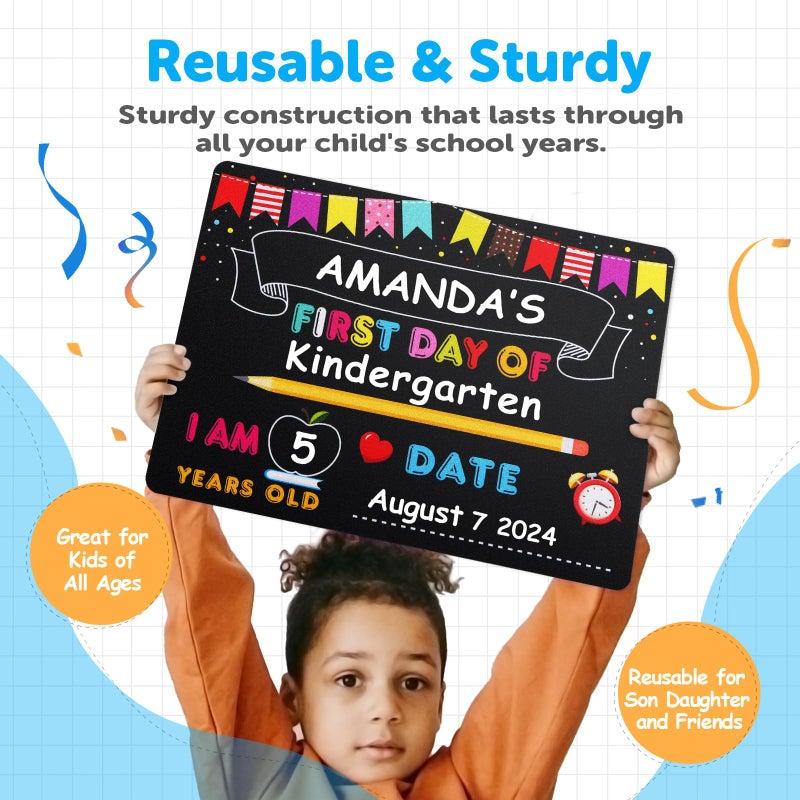 PETCEE Last Day of School Sign - 9" x 12" Double Sided Reusable and Erasable First and Last Day of School Sign Last Day of School Sign Photo Prop for Kids Son Daughter - Image 5