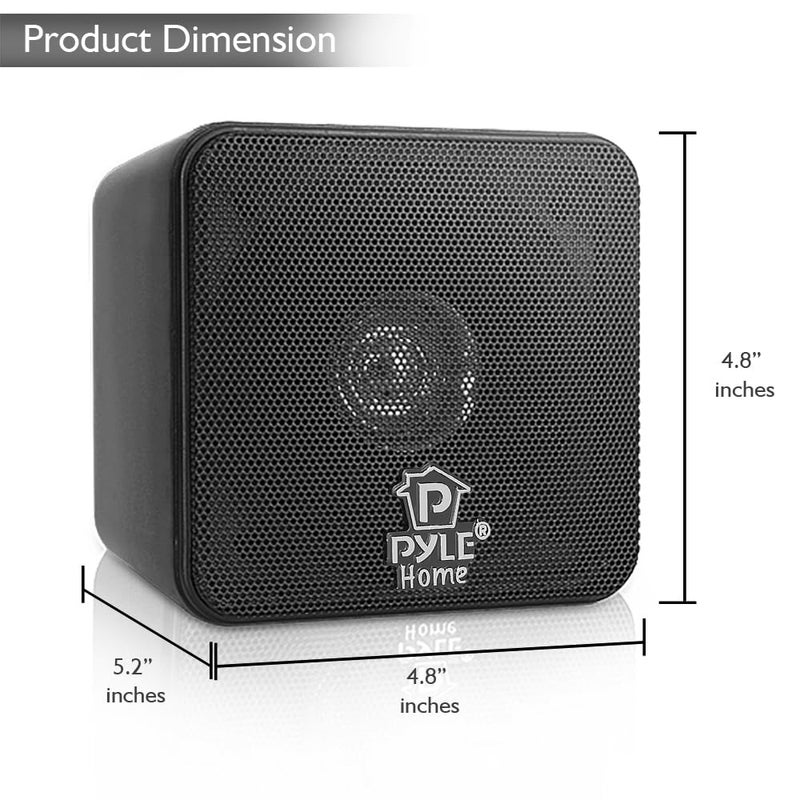 Pyle Home 4â€ Mini Cube Bookshelf Speakers-Paper Cone Driver, 200 Watt Power, 8 Ohm Impedance, Video Shielding, Home Theater Application and Audio Stereo Surround Sound System - 1 Pair -PCB4BK (Black) - Image 3