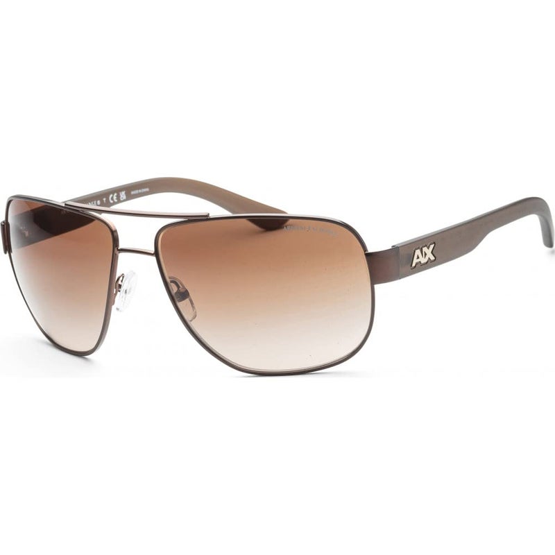 Armani Exchange A|X Mens AX2012S Rectangular Sunglasses, Matte Brown/Brown Gradient, 62 mm - Image 1