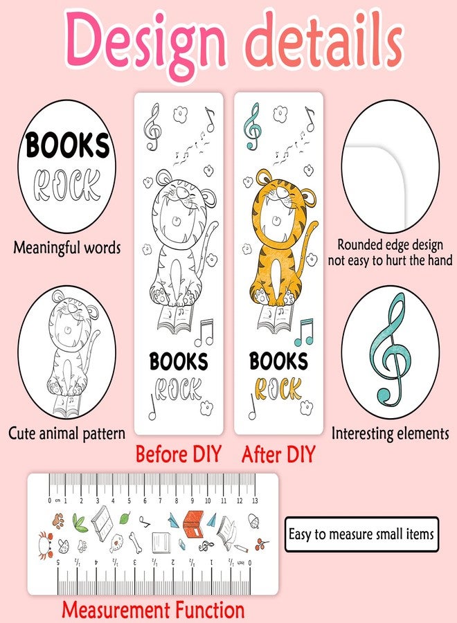 Anseal 120 PCS Color Your Own Bookmarks Bulk, DIY Bookmarks for Kids/Teens, Cute Animal Bookmarks for Reading Lover, 12 Styles Fun & Personalized Bookmark for Students, Classroom Rewards Supplies - Image 3