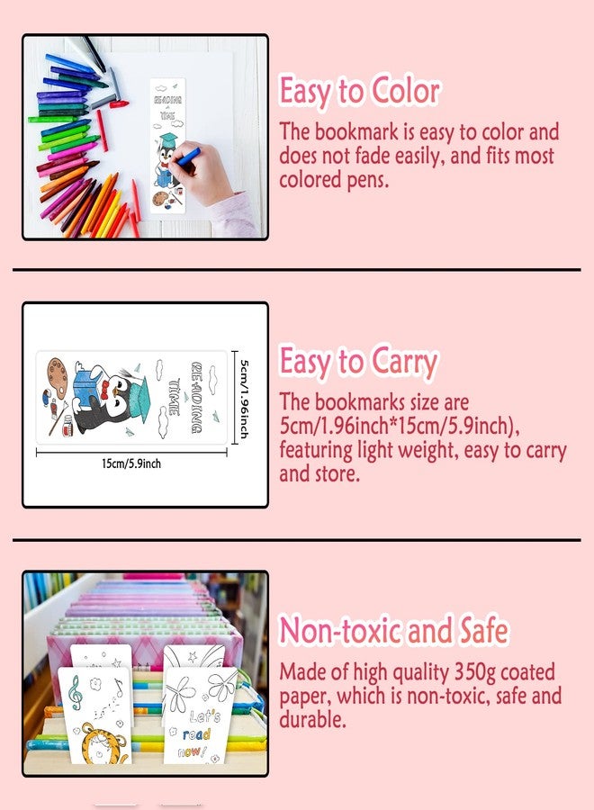 Anseal 120 PCS Color Your Own Bookmarks Bulk, DIY Bookmarks for Kids/Teens, Cute Animal Bookmarks for Reading Lover, 12 Styles Fun & Personalized Bookmark for Students, Classroom Rewards Supplies - Image 4