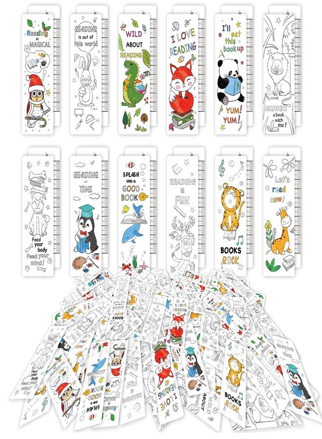 Anseal 120 PCS Color Your Own Bookmarks Bulk, DIY Bookmarks for Kids/Teens, Cute Animal Bookmarks for Reading Lover, 12 Styles Fun & Personalized Bookmark for Students, Classroom Rewards Supplies - Image 1