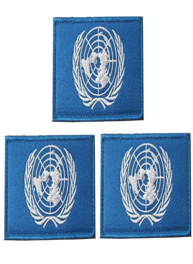 JAVD 3Pack UN Flag Patch United Nations Flags Embroidery Patch,for Hats, Tactical Bags, Jackets, Clothes Patch Team Military Patch - Image 1