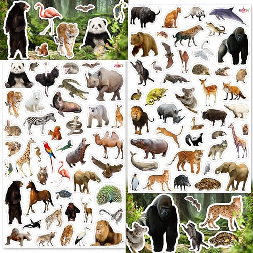 LINAYE 24 Sheets Jungle Stickers for Kids 1032 PCS Safari Wild Zoo Animal Stickers for ScrapbookingWater BottlesEnvelopesLaptop Decal for Kids Boys Girls - Image 1