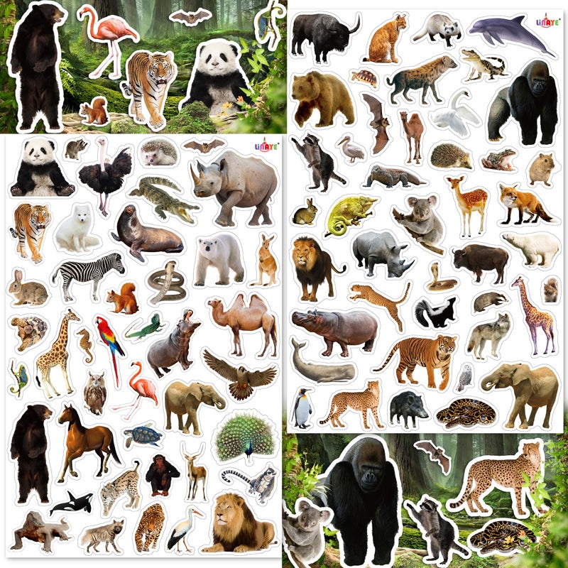 LINAYE 24 Sheets Jungle Stickers for Kids 1032 PCS Safari Wild Zoo Animal Stickers for ScrapbookingWater BottlesEnvelopesLaptop Decal for Kids Boys Girls - Image 2