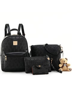 4pcs Ladies Youth Backpack Set Messenger Bag Pu Leather Lightweight Large Capacity Suit