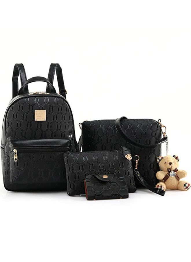 Arabest - 4pcs Ladies Youth Backpack Set Messenger Bag Pu Leather Lightweight Large Capacity Suit - Image 1