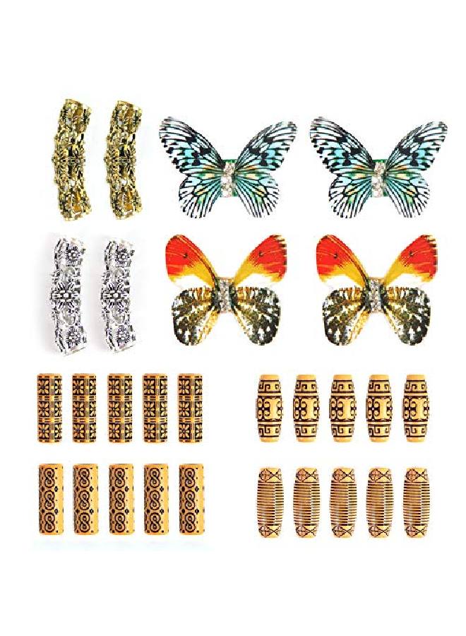 DSOAR Hair Tube Beads Locs Jewelry And Butterfly Cuff Beads For Dreadlocks Braids28 Pcs Imitation Wood Tube Beads For Braiding Hair Decoration Dreadlock Accessories With Storage Box - Image 2