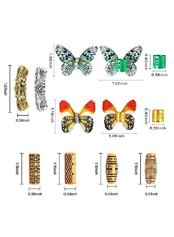 DSOAR Hair Tube Beads Locs Jewelry And Butterfly Cuff Beads For Dreadlocks Braids28 Pcs Imitation Wood Tube Beads For Braiding Hair Decoration Dreadlock Accessories With Storage Box - Image 3