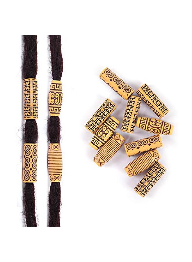DSOAR Hair Tube Beads Locs Jewelry And Butterfly Cuff Beads For Dreadlocks Braids28 Pcs Imitation Wood Tube Beads For Braiding Hair Decoration Dreadlock Accessories With Storage Box - Image 5