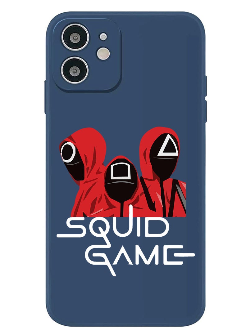 Theodor Protective Slim Fit Case Liquid Silicone Cover with Full Body Protection Anti-Scratch Shockproof Case For iPhone 12 Blue  - Squid B - Image 1