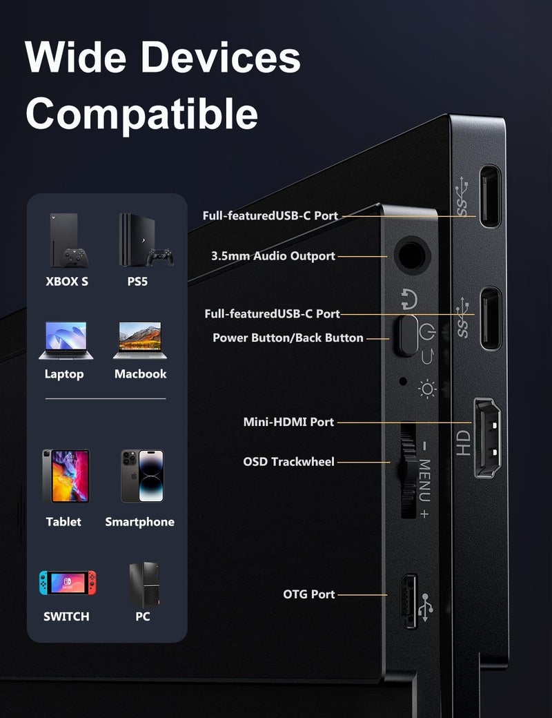 MAGICRAVEN Wired Portable Monitor for Laptop, 15.6" Portable Monitor - 1080P FHD Second Screen for Home & Office - Image 5