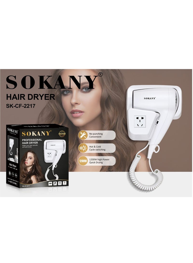 Sokany wall mounted hair dryer in professional hotel, salon, home bathroom - Image 2