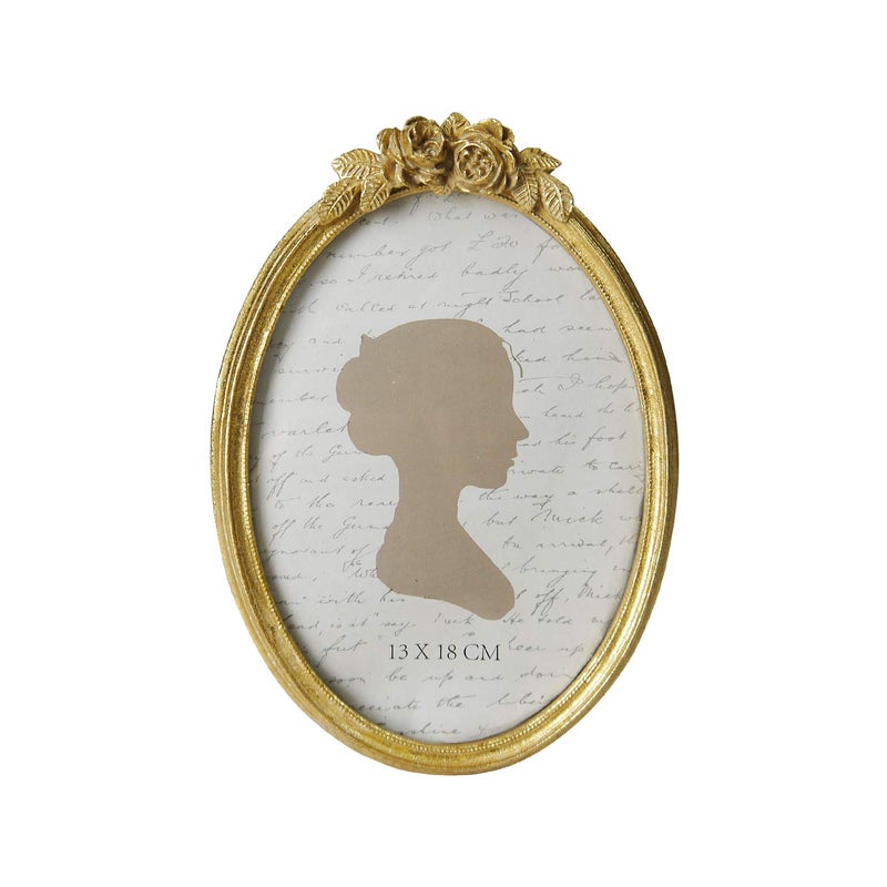 Sunlit Vintage Picture Frame 5x7 Inch  Oval Antique Photo Frames with Glass Front  Luxury Photo Display  Tabletop Wall Hanging  Gift Ideas  Golden Rose - Image 1