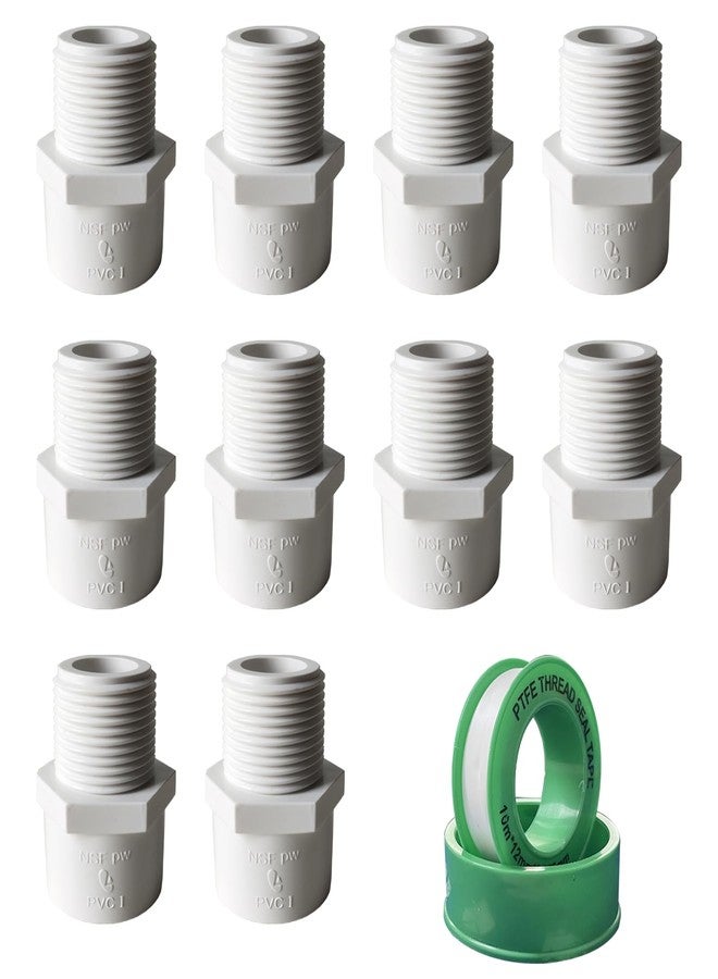 مجموعة YTFSA من 10 قطع من وصلات أنابيب PVC بيضاء، وصلة أنبوب PVC مقاس 1 بوصة لأنابيب PVC من النوع Sch40، موصل محول وصلة أنبوب PVC بخيط ذكر NPT مقاس 1 بوصة، مقبس × ذكر NPT - 1 بوصة - Image 1