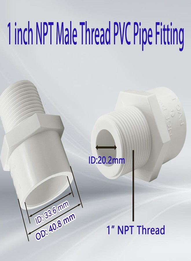 مجموعة YTFSA من 10 قطع من وصلات أنابيب PVC بيضاء، وصلة أنبوب PVC مقاس 1 بوصة لأنابيب PVC من النوع Sch40، موصل محول وصلة أنبوب PVC بخيط ذكر NPT مقاس 1 بوصة، مقبس × ذكر NPT - 1 بوصة - Image 2