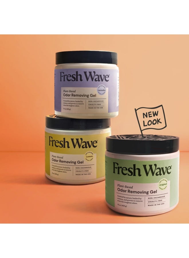 Fresh Wave جل إزالة الروائح فريش ويف 15 أونصة عبوة من 2 مزيلات الروائح للمنزل تخفيف الروائح بشكل آمن طبيعي قائم على النباتات مزيل الروائح كل 15 أونصة يدوم 30-60 يومًا للطهي القمامة الحيوانات الأليفة - Image 3