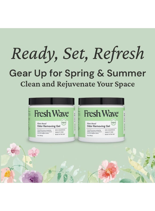 Fresh Wave جل إزالة الروائح فريش ويف 15 أونصة عبوة من 2 مزيلات الروائح للمنزل تخفيف الروائح بشكل آمن طبيعي قائم على النباتات مزيل الروائح كل 15 أونصة يدوم 30-60 يومًا للطهي القمامة الحيوانات الأليفة - Image 2