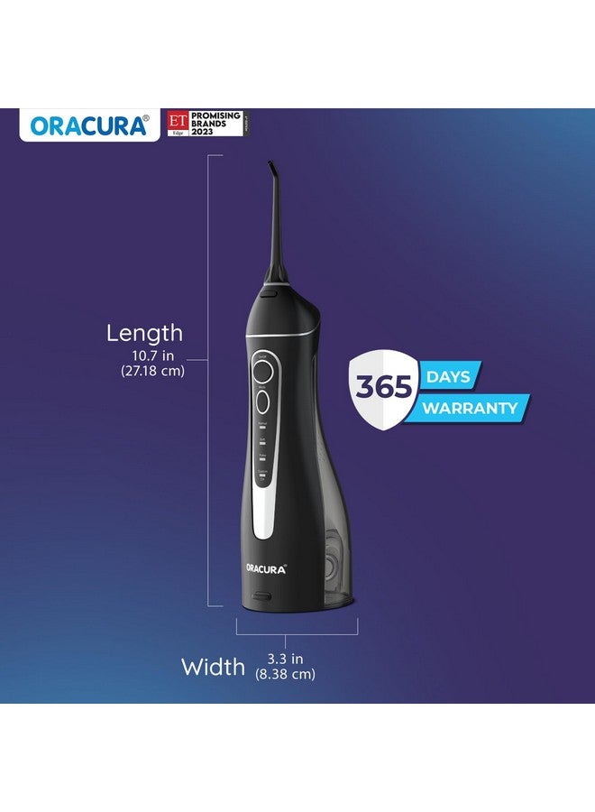 ORACURA ORACURA® OC200 Dental PRO Smart PLUS Water Flosser® Black, 8 Nozzle Tips, Portable & Rechargeable, Custom 8 Water Pressure Settings, 200ml Tank Capacity, IPX7 Waterproof, 365 Days Warranty  - Image 5