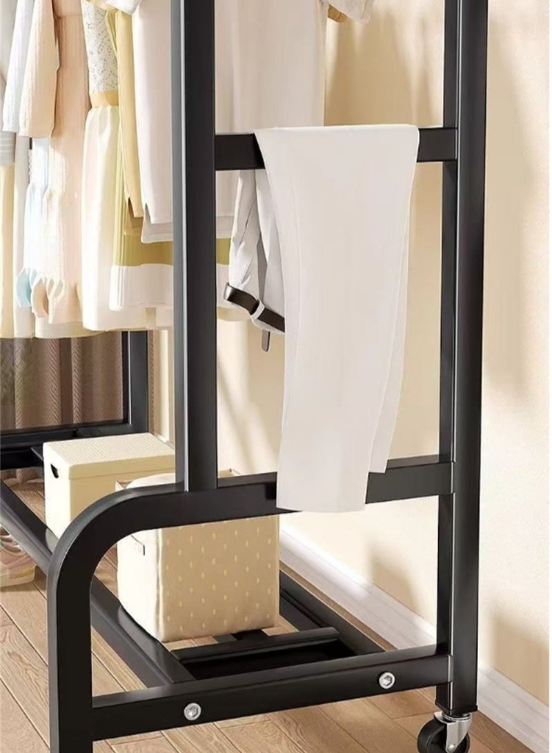 Loquat Metal Garment Rack, Multi-functional Clothes Rack Coat Rack with Bottom Storage Shelf and Wheels, Portable Freestanding Hanger Shelf Clothes Organizer Metal Stand for Shoes Hats Clothes Handbags Toy - Image 4