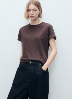 MANGO Regular-Fit Linen T-Shirt  - Image 1