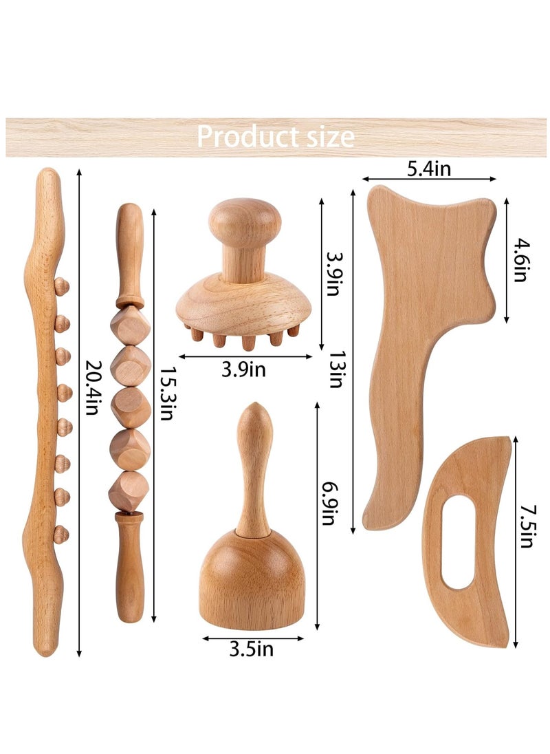 Arabest - Wooden Body Gua Sha Tool Set, Wood Therapy Massage Tools, Leg Back Neck Massager for Lymphatic Drainage, Body Shaping, Pain Relief(6 in 1) - Image 1