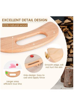 عربست مجموعة أدوات Gua Sha ذات الجسم الخشبي ، أدوات تدليك العلاج بالخشب ، مدلك الرقبة الخلفي للساق للتصريف اللمفاوي ، تشكيل الجسم ، تخفيف الآلام (6 في 1)  - Image 3