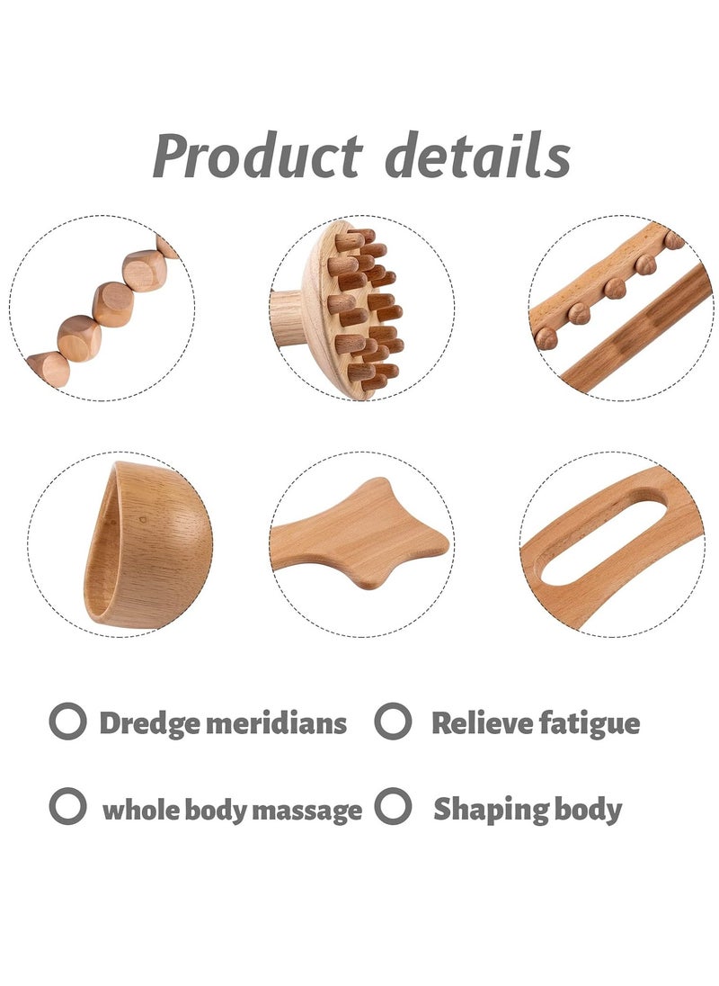 Arabest - Wooden Body Gua Sha Tool Set, Wood Therapy Massage Tools, Leg Back Neck Massager for Lymphatic Drainage, Body Shaping, Pain Relief(6 in 1) - Image 1