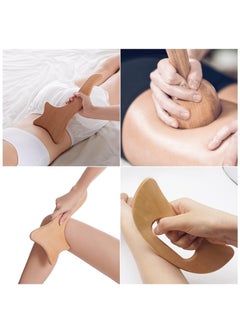 عربست مجموعة أدوات Gua Sha ذات الجسم الخشبي ، أدوات تدليك العلاج بالخشب ، مدلك الرقبة الخلفي للساق للتصريف اللمفاوي ، تشكيل الجسم ، تخفيف الآلام (6 في 1)  - Image 2
