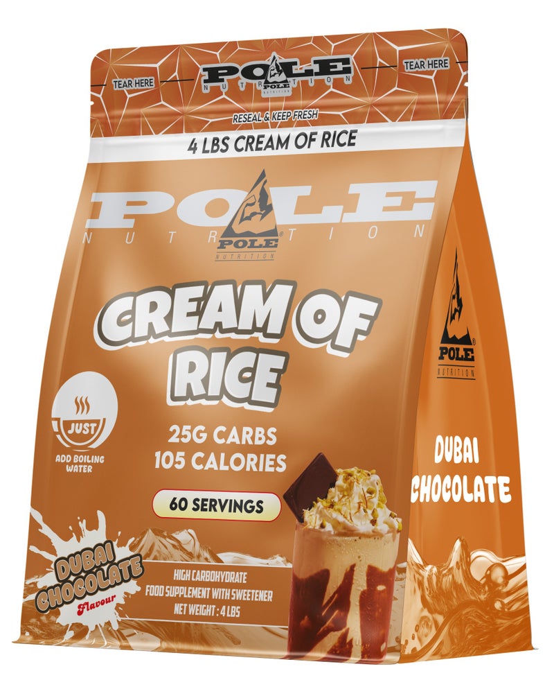 POLE NUTRITION Cream of Rice High Carbohydrate Rice Powder - Dubai Chocolate, 4 lbs (60 Servings) - Image 1
