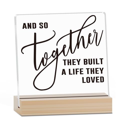 Zmyollo Home Acrylic Decor Sign With Wood Stand, And So Together They Built A Life They Loved Sign For Farmhouse Home Living Room Bedroom Shelf Table, Coffee Lover Gifts For Family Friend Coworker, A03 - Image 1