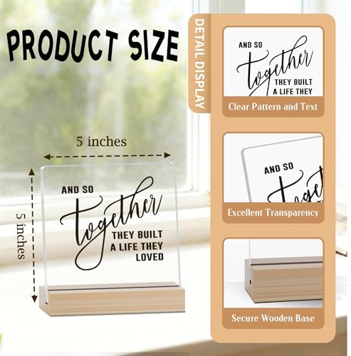 Zmyollo Home Acrylic Decor Sign With Wood Stand, And So Together They Built A Life They Loved Sign For Farmhouse Home Living Room Bedroom Shelf Table, Coffee Lover Gifts For Family Friend Coworker, A03 - Image 2