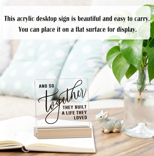 Zmyollo Home Acrylic Decor Sign With Wood Stand, And So Together They Built A Life They Loved Sign For Farmhouse Home Living Room Bedroom Shelf Table, Coffee Lover Gifts For Family Friend Coworker, A03 - Image 3