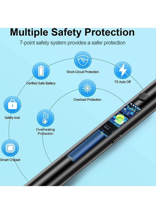 ماركة غير محددة - ولاعة قوسية، ولاعة إلكترونية عديمة اللهب مع مؤشر بطارية LED، ولاعة USB قابلة لإعادة الشحن ومقاومة للرياح والطقس للمطبخ والشواء والشموع والألعاب النارية وموقد الغاز، أسود - Image 1