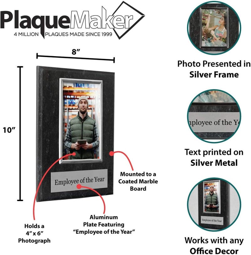 PlaqueMaker Pre-designed Employee of the Month, Quarter or Year Award Plaque - 8 x 10" Photo Plaque holds a 6 x 4" Portrait Photo (Year) - Image 5