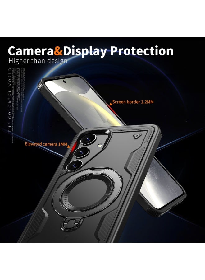 Samsung Galaxy S25 Ultra Case, Shockproof Case, Anti-Fall Drop Protection, Built-in Slide Anti-Scratch Camera Lens Cover, Integrated 360 Degree Rotating Ring Kickstand, Black - Image 5