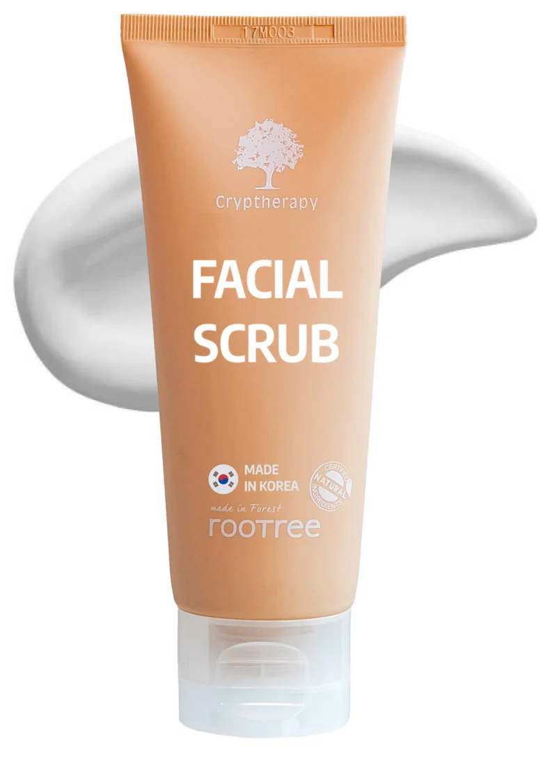 rootree Cryptherapy Facial Mild Scrub - Korean Skincare, Exfoliating Cleansing Scrub, Moistruising, Natural Ingredients, Vegan & Cruelty Free