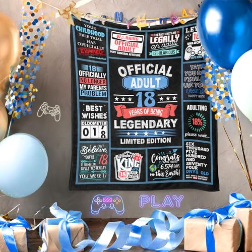 Dfaqehk 18th Birthday Gifts for Boy, 18 Year Old Boy Birthday Gifts, Gifts for Boys Turning 18, 18 Birthday Gift Ideas Throw Blanket 60 x 50 Inch, Gifts for 18 Year Old Male, 18 Bday Decorations for Men - Image 4