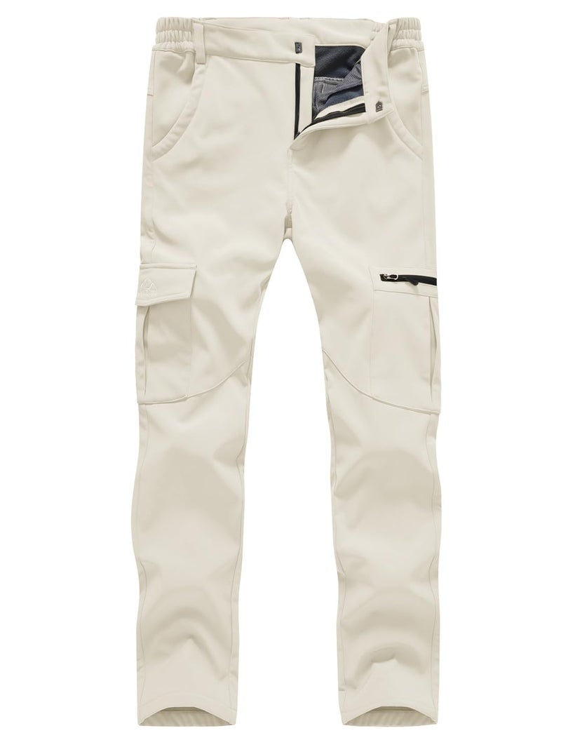Gopune Women's Snow Ski Waterproof Softshell Snowboard Pants Outdoor Hiking Fleece Lined (White,L) - Image 1